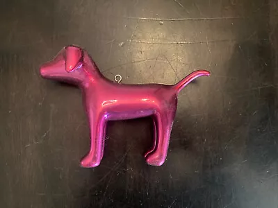 Victoria Secret Hot Pink MINI DOG ORNAMENT 5  Plastic Metallic FREE SHIP! • $15