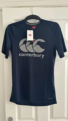 Canterbury Large Logo T-Shirt Size XS Rugby T-Shirt Navy • £10