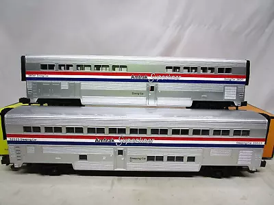 MTH O Gauge Amtrak Superliner Sleeper Diner Passenger Car Set Of 2 NOS 30-6501 • $198