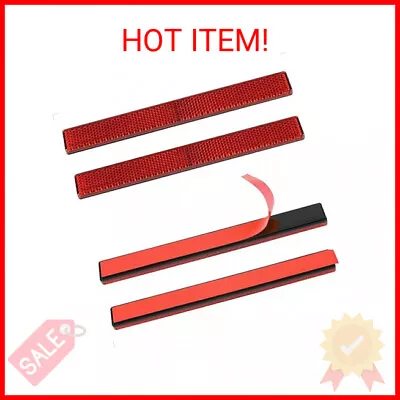 Evermotor Stick-on Rectangular Reflectors Red Safety Reflector 6.53 Inch Motorcy • $12.80