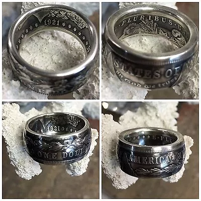 American History Quality 1921 Morgan Silver Dollar Hand Crafted Coin Ring  • $159