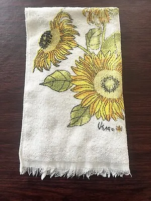 Vintage Vera Neumann Sunflower Terry Cloth Tea Towel Ladybug Signed Floral Retro • $20