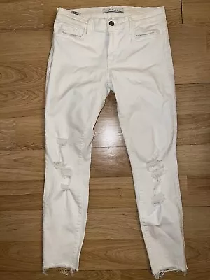 J BRAND White Low Rise Cropped Stretch Skinny Jeans SIZE 27 DEMENTED 9326 • $14