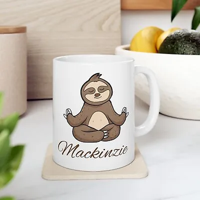 Yoga Coffee Mug For Her Meditation Tea Cup Yoga Lovers Gifts Sloth Gift • $15.26