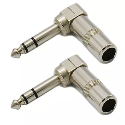 £9.25 • Buy 2x 1/4  TRS RIGHT ANGLE STEREO PHONE PLUG CONNECTOR 6.3mm JACK