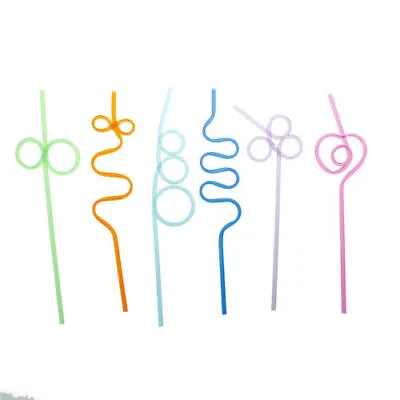 10x Colorful Drinking Straws Crazy Curly Loop Plastic Straw For Pa FT • £3.96