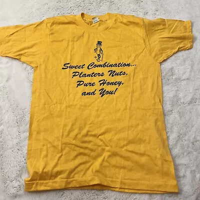 Vintage Planters Mr. Peanut Shirt Adult L Yellow Single Stitch USA Made 80s • $45