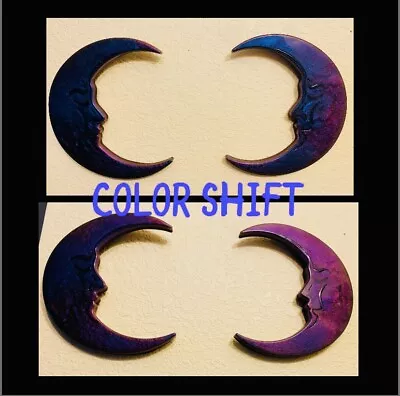 Set Of 2 Half Moon Wall Art 2 Piece Home Decor Color Shift Purple Blue See Pics • $20