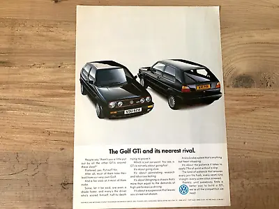 VW GOLF GTi Mk2 ORIGINAL FRAMEABLE WALL ART CAR ADVERT • $17.68