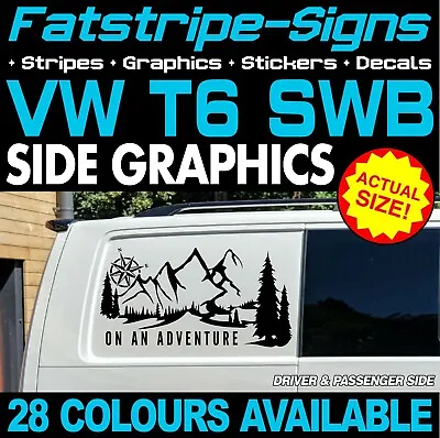 To Fit VW T6 SWB ON AN ADVENTURE COMPASS GRAPHICS DECALS DAY VAN CAMPER • £32.99