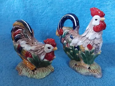 J Willfred Ceramic Rooster & Chicken S & P Salt & Pepper Shaker • $21.99