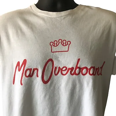 Man Overboard Band Merch Tee Shirt Combed Ring Spun Cotton White Logo Men's M • $24