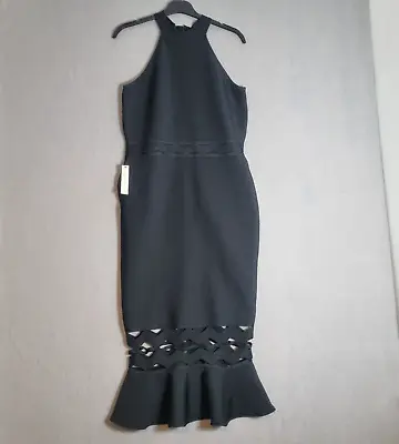 Lipsy London Abbey Clancy Midi Dress Black Strappy UK Size 12 • £26.99