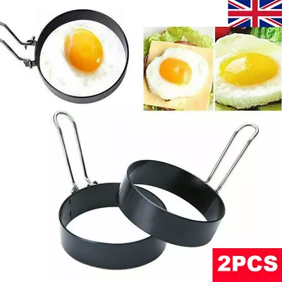 2PCS Stainless Steel Frying Pan Fried Egg Pancake Cooking Ring Mould Shaper Mold • £4.89