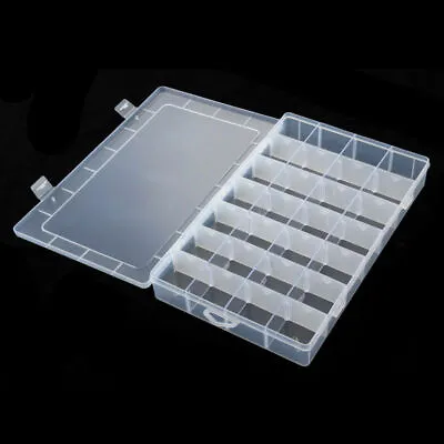 £6.99 • Buy Large Clear Storage Box Hard Plastic 28 Compartment Slot Plastic Craft Organizer