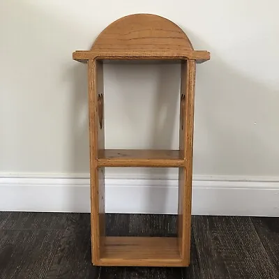 Vintage Wood Wall Hanging Shelf 2 Tier W/ 2 Hearts Cutout 24.5” Tall • £37.95