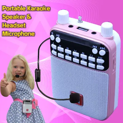 Portable Karaoke Machine Speaker & Headset Mic Pink Girls. Mr Entertainer Popbox • £19.99