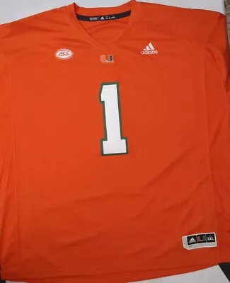 Adidas Miami Hurricanes Premier Authentic Football Jersey Sz 2XL XXL NEW RARE • $49.99