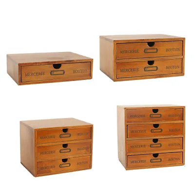 Efficient Office Desk Organizer Wooden Cabinet With Multiple Drawers Vintage • $108.55