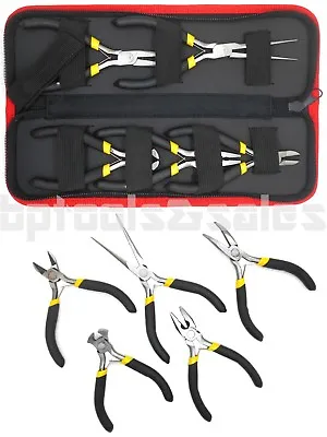 5pc Mini Pliers Set Precision Pliers Linesman Bent Needle Nose Pliers W/ Pouch • $19.99