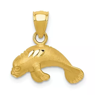 14k Yellow Gold Manatee Charm Pendant With Satin Finish • $166.99