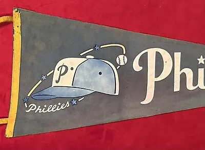 Vintage 1960's Philadelphia Phillies Rare Blue Variation Baseball Pennant Early • $59.99