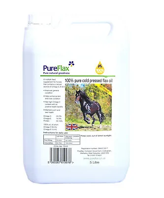 Linseed Oil Horses Pureflax For Joints Skin Coat And Immune System 5 Litre  • £28.69