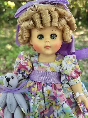 Vogue Ginny 8  Doll Ginny Flower Time W Purple Teddy Bear & Shirley Temple Hair • $9.99