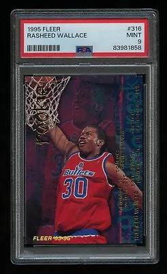 1995-96 Fleer Rasheed Wallace Rookie PSA 9 Mint RC #316 • $23.49