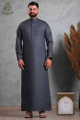 Men's  Long Sleeve Thobe Middle East Dishdasha Arab Kaftan Islamic Long Dress • $79.16