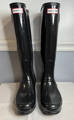 Hunter Original Tall Gloss Black Rain Boots Size US Men’s 9 Women’s 10 UK 8 EU42 • $40