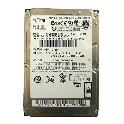 Fujitsu 80GB 5400RPM PATA IDE 2.5  Internal HDD Hard Disk DriveRandom Delivery • $9.90