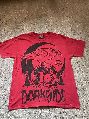 Darkside Clothing Tshirt Men’s XL Acid Wash Red Gothic Graphic Skull/Raven • £15