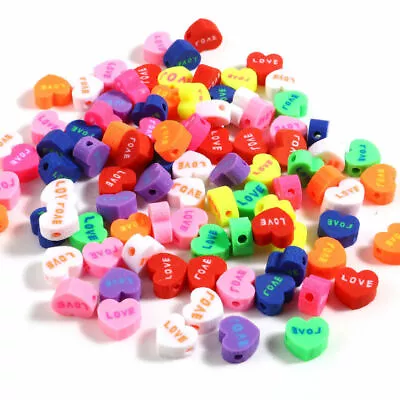 £1.99 • Buy Polymer Clay Beads Love Heart Multicolor Jewellery Bracelets Pendants Making 
