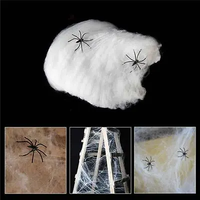 Halloween Spiders Web Net Cobwebs Party Spooky Decoration Stretchy + 2 Spiders • £1.99