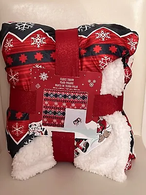 NEW DISNEY STORE MICKEY & MINNIE MOUSE XMAS REVERSIBLE THROW BNWT 50x60” BLANKET • £44.99