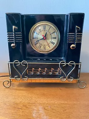 MCM TV Lamp W/clock Music Mofit Vintage Black With Gold Accents • $150