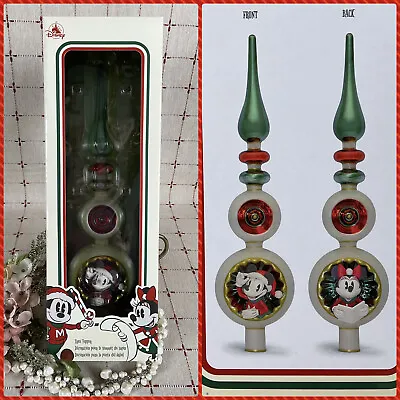 WDW Official Disney Mickey & Minnie Mouse Finial Glass Christmas Tree Topper New • $42.95