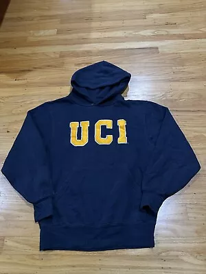 UC IRVINE Hoodie Sweatshirt Adult Small Navy Sweatshirt Embroidered Pockets Men • $12.95