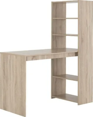 Oak Effect BOOKCASE & Attached DESK W120cm X D55cm X H144.5cm CAMBRIDGE • £139