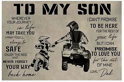 DAD And Dirt Bike To My Son Poster Home Wall Art Print Decor Bedroom • $14