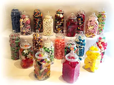 Plastic Sweet Jars 20 X 1L Retro Storage Jar Candy Buffet Wedding SLIGHT SECONDS • £18.24