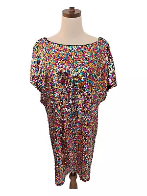 Vine & Love Multi-Color All Over Sequin Sheath Dress NWT Sz Small Holiday Prom • £22.19