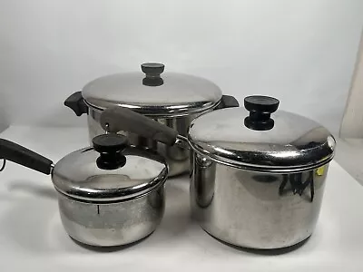 Lot Of 6 Pc. Revere Ware 1801 Stainless Steel Bottom Cookware Set Vintage • $59.99
