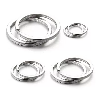 Stainless Steel Strong Keyring Split Rings Key Chain Ring Links 15mm - 35mm Loop • £2.63