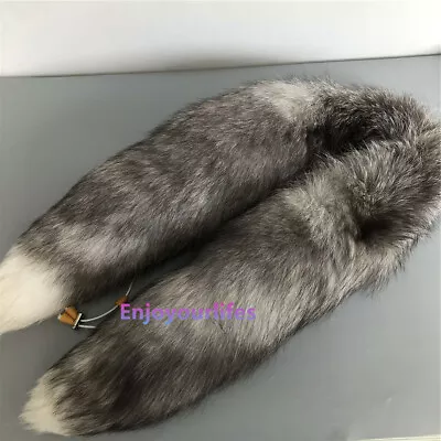 $22.50 • Buy Real Silver Blue Fox Fur Scarf Fur Collar Shawl Neck Warmer Stole Tail Scarves