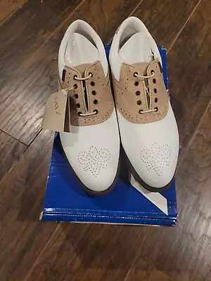 Mizuno MIZ Vintage Womans White/Sahara Color Fashionable Golf Shoes Size 9  • $25