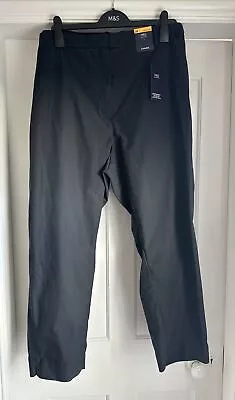 M&S Ladies Chinos Size 24 Regular Length Black Cotton Rich • £13.99