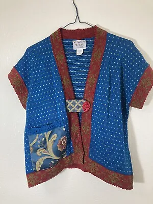 Veranda Wear Women's Sweater S Hand Woven Guatemalan Boho Wearable Art Knit Vest • $74.50