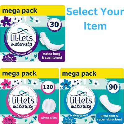 Lil-Lets Maternity Breast Pads Extra Long Maxi Thick Pads With Wings Pantyliners • £8.89